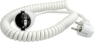 Kabel zasilający Bachmann Przedłużacz spiralny z uziemieniem BACHMANN 230V/16A, biały, 2 m - Kable - miniaturka - grafika 1