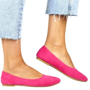 DAMSKIE BALERINY GŁADKIE PŁASKIE EVENTO 7640 FUKSJA RÓŻOWE ZAMSZOWE - Baleriny - miniaturka - grafika 1