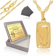 Biżuteria dla dzieci - ZŁOTY ŁAŃCUSZEK KOMUNIJNY MEDALIK MATKA BOSKA 925 - miniaturka - grafika 1