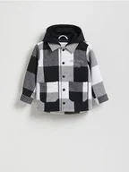 Kombinezony dla dzieci - Reserved - Kurtka w kratę z kapturem - jasnoszary - miniaturka - grafika 1