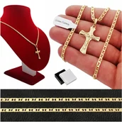 Biżuteria dla dzieci - ZŁOTY ŁAŃCUSZEK KOMUNIJNY SPLOT MARINA 925/585 + KRZYŻYK KOMUNIA, CHRZEST - miniaturka - grafika 1