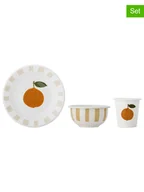 Sztućce dla dzieci - Bloomingville 3-częściowy zestaw naczyń w kolorze pomarańczowo-beżowo-białym dla dzieci - miniaturka - grafika 1