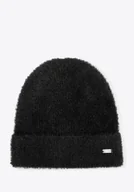 Czapki damskie - Damska czapka z miękkiej dzianiny czarna - miniaturka - grafika 1