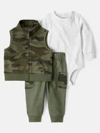 Bluzy i sweterki niemowlęce - carter's 3-częściowy zestaw w kolorze khaki - miniaturka - grafika 1