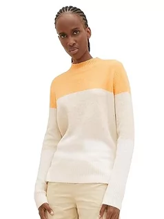 Swetry damskie - TOM TAILOR Denim Sweter damski, 34435 - Apricot Colorblock, L - grafika 1