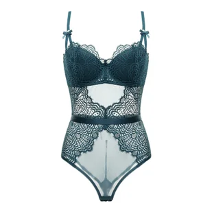 Koronkowe body na ramiączkach - Zielony 80D - Body - miniaturka - grafika 1