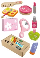 Zabawki sensoryczne - STUDIO URODY Drewniane Zabawki Dla Dziewczynki LUSTERKO grzebień Kosmetyki Viga 3+ - miniaturka - grafika 1