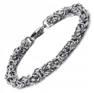 Bransolety męskie - BRANSOLETKA SREBRNA MĘSKA SPLOT KRÓLEWSKI 21CM STAL SZLACHETNA CHIRURGICZNA - miniaturka - grafika 1