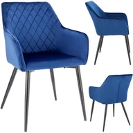 Krzesła - Krzesło welurowe do salonu, jadalni, czarne nogi, niebieskie - miniaturka - grafika 1