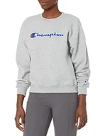 Bluzy damskie - Champion Damska bluza Powerblend Relaxed Crew, sitodrukowa bluza, Oxford Gray-y08113, rozmiar S - miniaturka - grafika 1