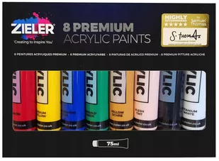 ZIELER Farby akrylowe Premium 8 kolorów x 75 ml - Farby i media malarskie - miniaturka - grafika 1