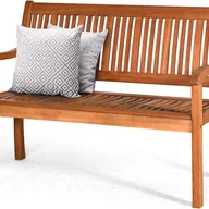 Ławki ogrodowe - Ławka Ogrodowa z Drewna Eukaliptusowego, Stabilna Konstrukcja z Oparciem w Kształcie Łuku i Zakrzywionymi Podłokietnikami, Długa Ławka Meblowa - miniaturka - grafika 1