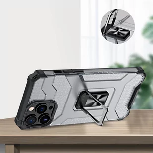 Crystal Ring Case pancerne hybrydowe etui pokrowiec + magnetyczny uchwyt iPhone 13 Pro Max niebieski - Etui i futerały do telefonów - miniaturka - grafika 6