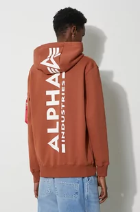 Alpha Industries bluza męska kolor brązowy z kapturem z nadrukiem - Bluzy męskie - miniaturka - grafika 1