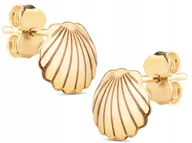 Kolczyki - Piękne Złote Kolczyki Na Sztyft Muszle Muszelki 14Kt 585 - miniaturka - grafika 1