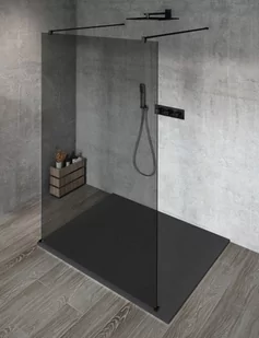 GELCO Kabina prysznicowa przyścienna VARIO BLACK WALK IN 130x200 czarny mat szkło dymione z powłoką Coated Glass GX1313GX2214 - Kabiny prysznicowe - miniaturka - grafika 1