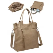 Torebki damskie - Torebka Torba Damska A4 Shopper LUIGISANTO Pasek V8007-3 Beige/Taupe - miniaturka - grafika 1