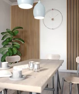 Panele ścienne i boazeria - 275x51x5,9 cm LD (9 lameli fornir dębowy) panel akustyczny na płycie MDF - dekoracja ścienna 3D - miniaturka - grafika 1