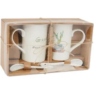 Zestawy upominkowe - Zestaw Prezentowy Love Nature: 2 Kubki Ceramiczne z Łyżeczkami w Motywie Kaktusa - miniaturka - grafika 1