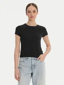 Koszulki i topy damskie - Calvin Klein T-Shirt LV00QS7618 Czarny Slim Fit - miniaturka - grafika 1