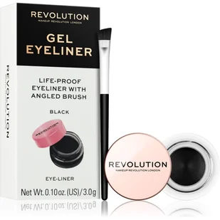 Makeup Revolution Gel Eyeliner With Brush Eyeliner W Żelu Z Pędzelkiem Czarny - Eyelinery - miniaturka - grafika 1