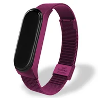 Akcesoria do pulsometrów i zegarków sportowych - PASEK, OPASKA METALOWA Z ZAPIĘCIEM do XIAOMI MI BAND 3/4 (amarantowy) - miniaturka - grafika 1