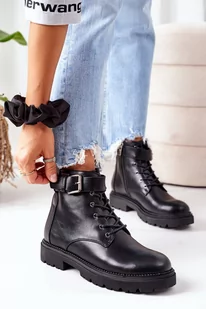 Damskie Ocieplane Workery Cross Jeans EE2R4086C Czarne - Zazoo - Botki damskie - miniaturka - grafika 1