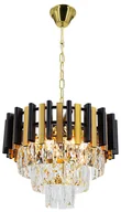 Lampy sufitowe - Złoty żyrandol z kryształkami styl glamour 6261/4 TR BL z serii BILBAO - miniaturka - grafika 1