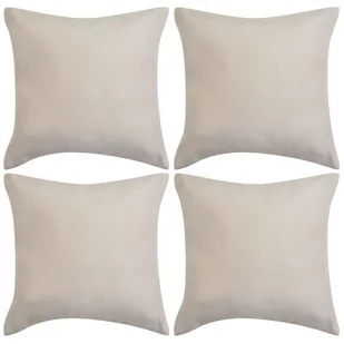 vidaXL Poszewki na poduszki 50x50 cm zamszowe 4 szt. beżowe 131929 - Poszewki na poduszki - miniaturka - grafika 1