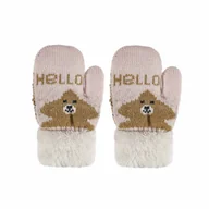 Rękawiczki - Rękawiczki dziecięce jeden palec ocieplone futerkiem jasnoróżowe - miniaturka - grafika 1