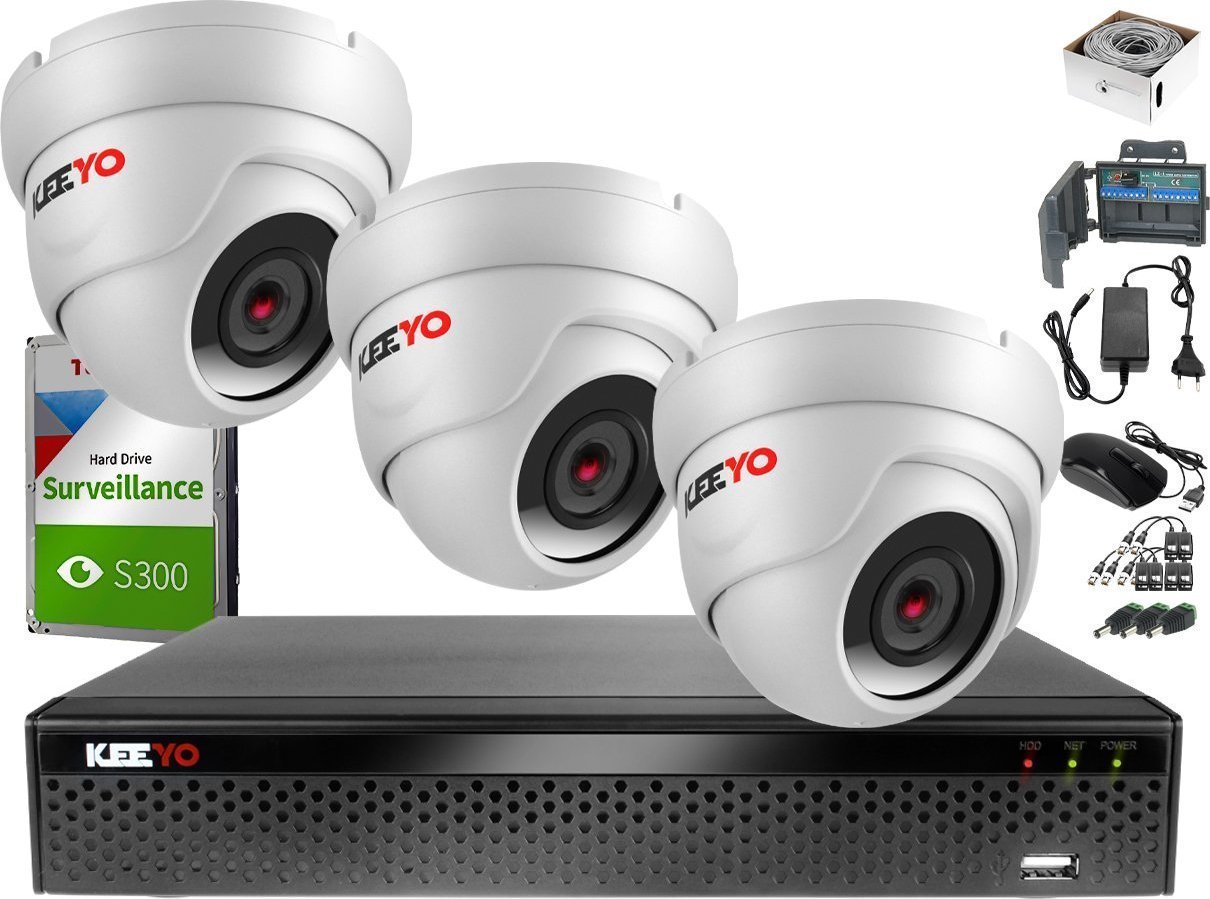 Keeyo H265+ Zestaw do monitoringu po skrętce 5MPx IR 25m 1TB