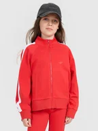 Bluzy dla dziewczynek - 4F Bluza dresowa rozpinana bez kaptura dziewczęca - czerwona 158 (12-13 lat) - miniaturka - grafika 1