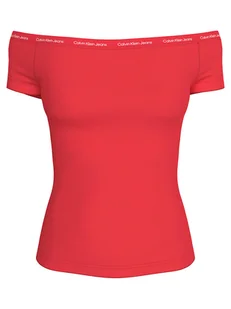 Calvin Klein Koszulka w kolorze czerwonym - Koszulki i topy damskie - miniaturka - grafika 1