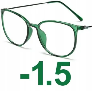 Okulary kujonki korekcyjne minusy zielone -1.5 - Okulary korekcyjne, oprawki, szkła - miniaturka - grafika 1