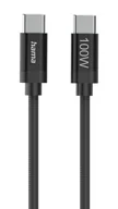 Kable USB - Hama USB-C - USB-C nylonowy, 100W, 1.5m, czarny - miniaturka - grafika 1