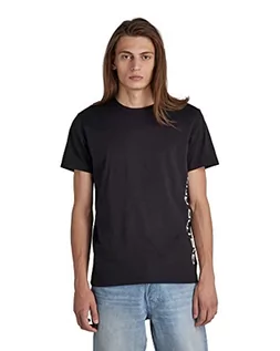 Koszulki męskie - G-STAR RAW Męski T-shirt z logo Side R T, Black (Dk Black 336-6484), XS - grafika 1