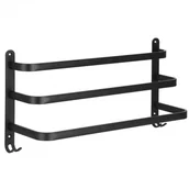 Wieszaki łazienkowe - Wieszak łazienkowy na ubrania z 4 haczykami aluminiowy na ręczniki czarny - miniaturka - grafika 1