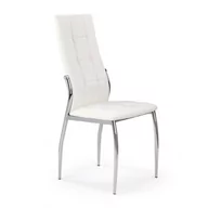 Krzesła - Krzesło tapicerowane eco skóra białe K209 na srebrnych stalowych nogach - miniaturka - grafika 1