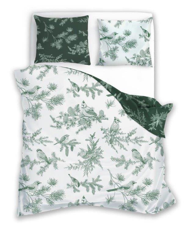POŚCIEL bawełniana ŚWIĄTECZNA 140x200 + 70x90 gałązki ptaki