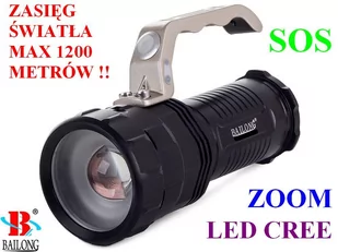 BAILONG Profesjonalna Akumulatorowa Latarka POLICYJNA zasięg do 1200m.!) LED CREE + ZOOM + SOS - Latarki - miniaturka - grafika 1