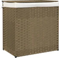 Kosze na bieliznę - vidaXL Kosz na pranie z 2 przegrodami 53x35x57 cm z polirattanu - miniaturka - grafika 1