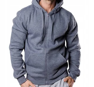 Męska ocieplana bluza dresowa z kapturem rozpinana na zamek 2XL XXL szara - Bluzy męskie - miniaturka - grafika 1