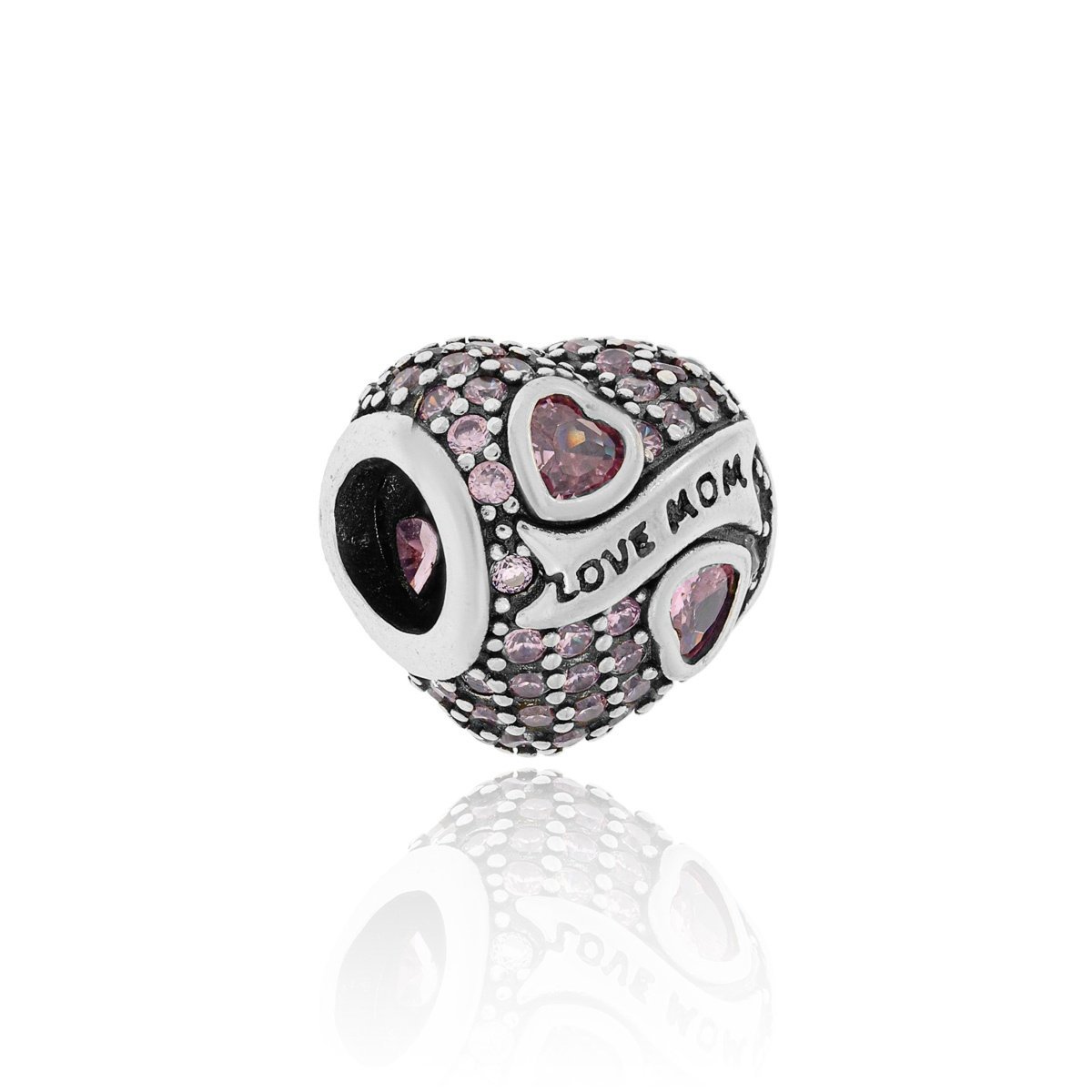 Srebrna zawieszka/charms do bransoletki serce dla mamy pr. 925