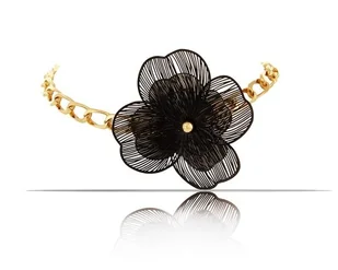 COLIBRA Pozłacany Naszyjnik z czarnym kwiatem (C23/JES/41AU-KOL) - Naszyjniki COLIBRA Pozłacany Naszyjnik z czarnym kwiatem (C23/JES/41AU-KOL) - Naszyjniki - miniaturka - grafika 1