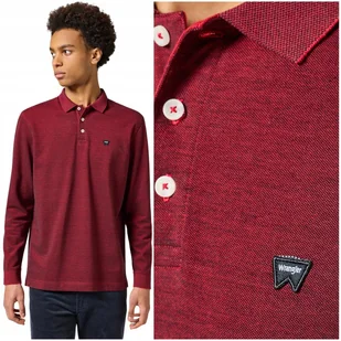 Wrangler REFINED POLO longsleeve bawełniana bordowa polówka długi rękaw XL - Koszulki męskie - miniaturka - grafika 1