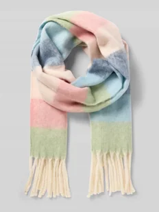 Szal ze wzorem w paski i frędzlami - Apaszki i szaliki damskie - miniaturka - grafika 1