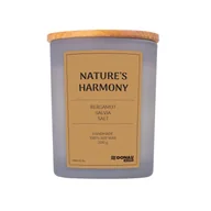 Świece - Świeca sojowa DONAU HOME, w szarym szkle, drewniana pokrywa i knot, Nature's Harmony, 200g - miniaturka - grafika 1