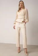 Spodnie damskie - Beżowe Eleganckie Spodnie Garniturowe VICES z Kieszeniami Zervia - miniaturka - grafika 1