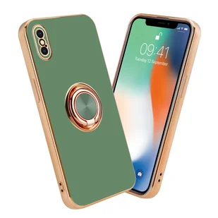 Pokrowiec Do Apple iPhone XS MAX Etui w Glossy Jasno Zielony - Złoto magnetycznym Obudowa Case Cover Ochronny Cadorabo - Etui i futerały do telefonów - miniaturka - grafika 1