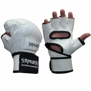 RĘKAWICE MMA PRO SAMURAJ r.XL PU WHITE - Rękawice bokserskie - miniaturka - grafika 1